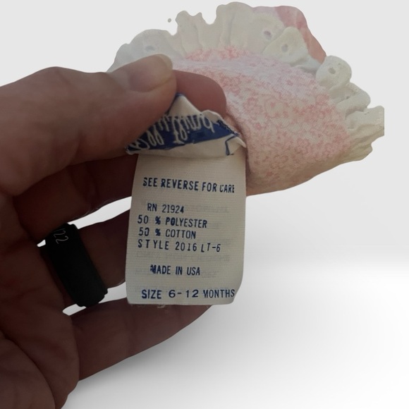 Polly Flinders Made in the USA smocked pink & white dress size 6-12 months - Picture 6 of 8